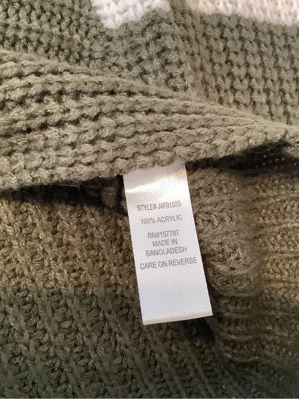 Crop Knit Twist Front Sweater - Olive, Cream & Tan - Picture 6 of 6